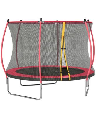 10ft Outdoor Trampoline with Net Enclosure, Curved Poles,
