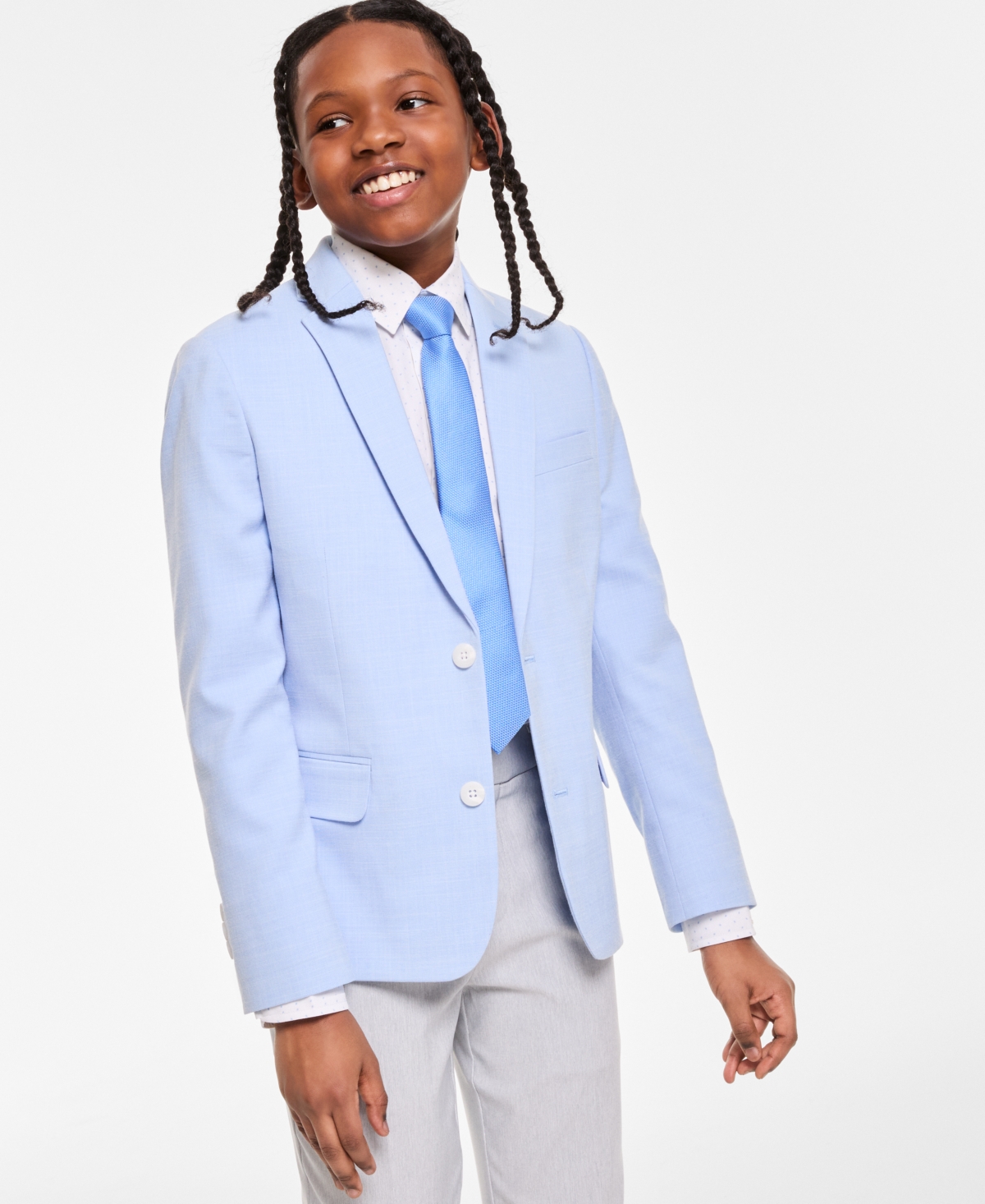 Tommy Hilfiger Big Boys Stretch Linen-look Sport Coat In Blue