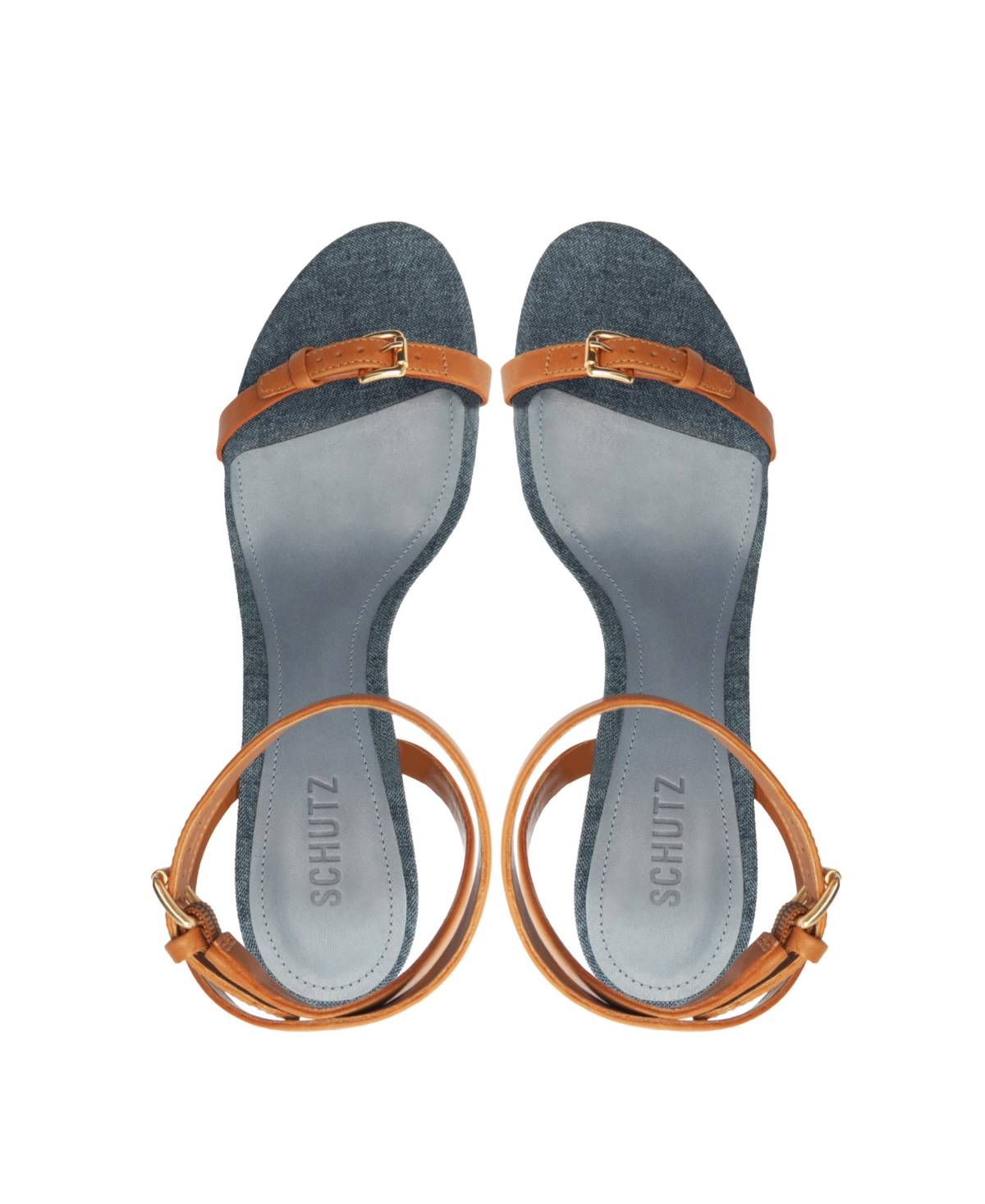 Shop Schutz Women's Aurora Mid Heel Dress Sandals In Blue Denim