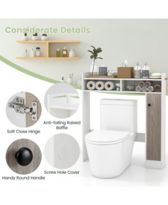 Bathroom Over the Toilet Floor Storage Organizer with Adjustable Shelves - White