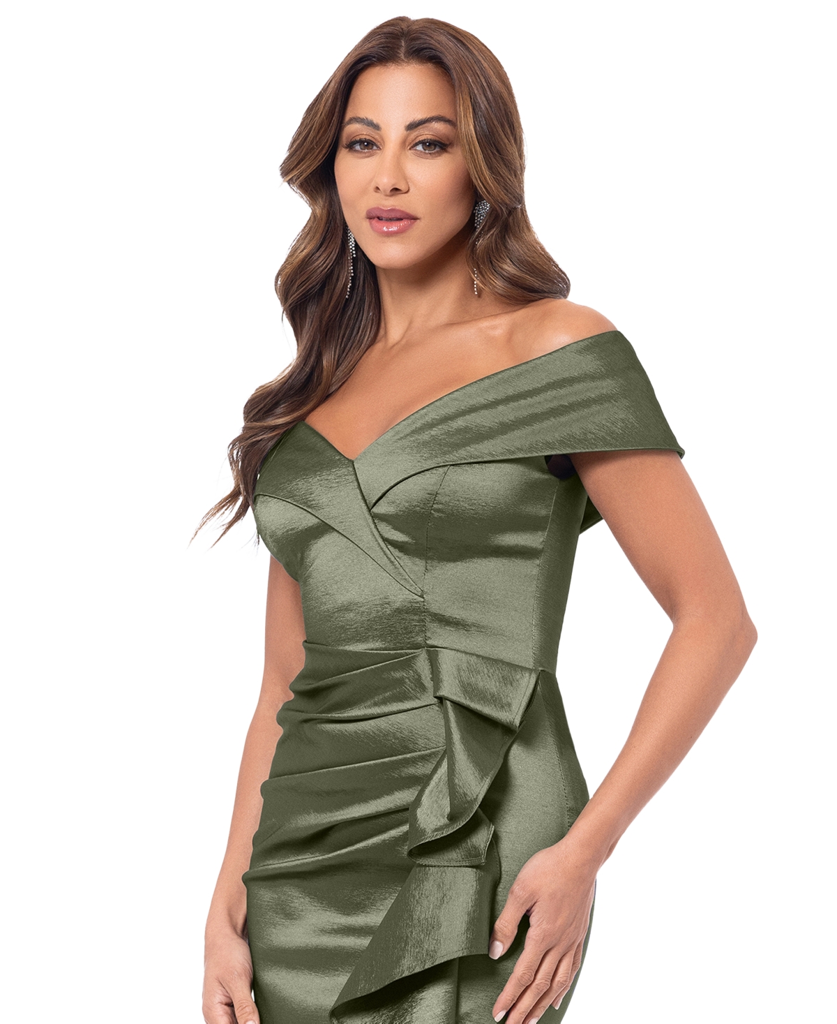 Xscape Women's Taffeta Off-The-Shoulder Sweetheart Gown