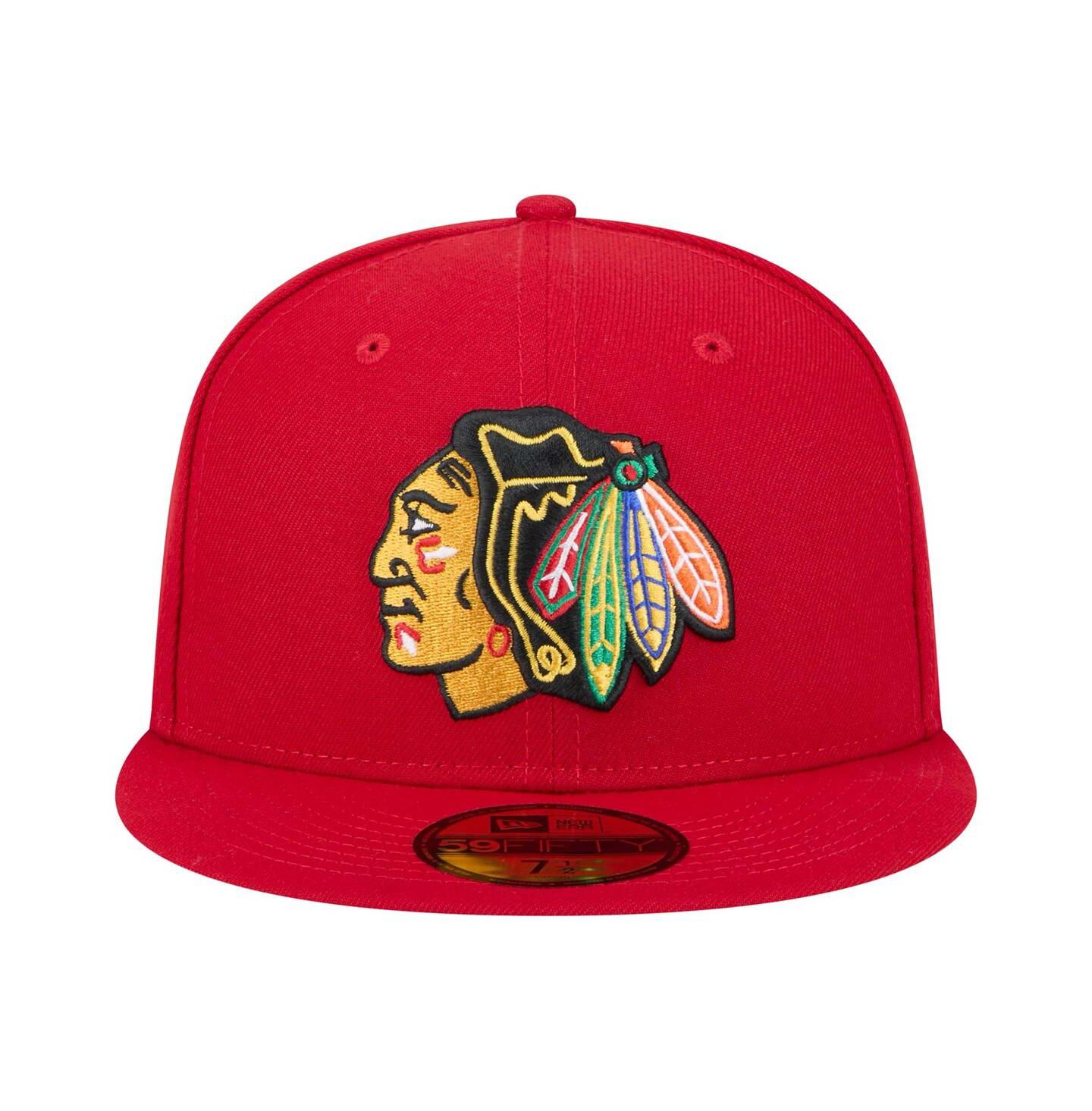 Мужская кепка New Era Red Chicago Blackhawks Core 59FIFTY Fitted Hat — фото 2
