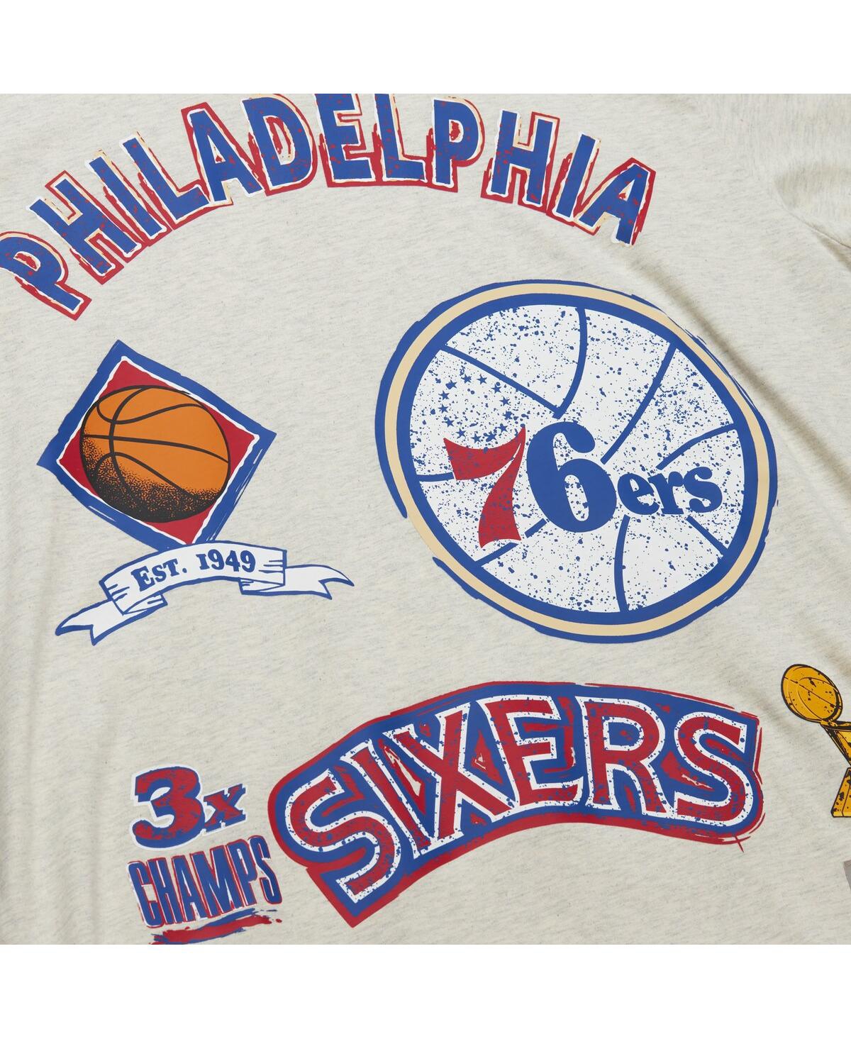 Mitchell & Ness Men'sPhiladelphia 76ers Hardwood Classics Legacy Defined Retro Championship T-Shirt - Oatmeal