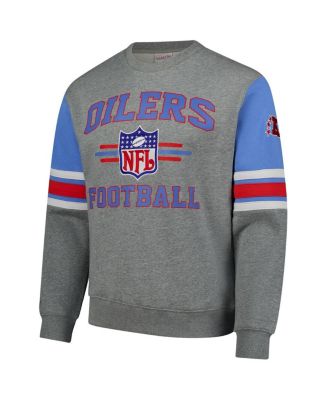 Men's Heather Gray Houston Oilers All Over 4.0 Vintage Logo Pullover Sweatshirt