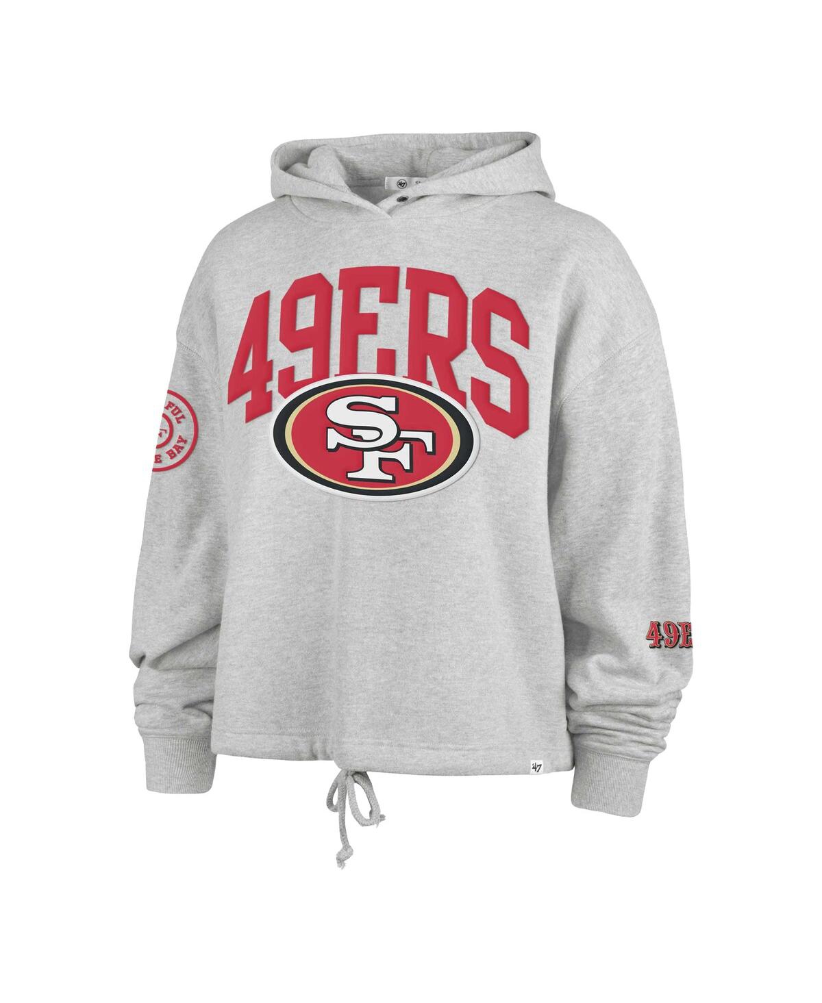 47 BRAND WOMEN'S HEATHER GRAY SAN FRANCISCO 49ERS HIGH HOPES LONG SLEEVE CROPPED HOODIE 