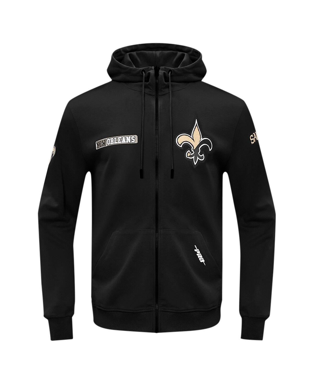 Pro Standard Men'sNew Orleans Saints Split Logo Double Knit Full-Zip Hoodie - Black