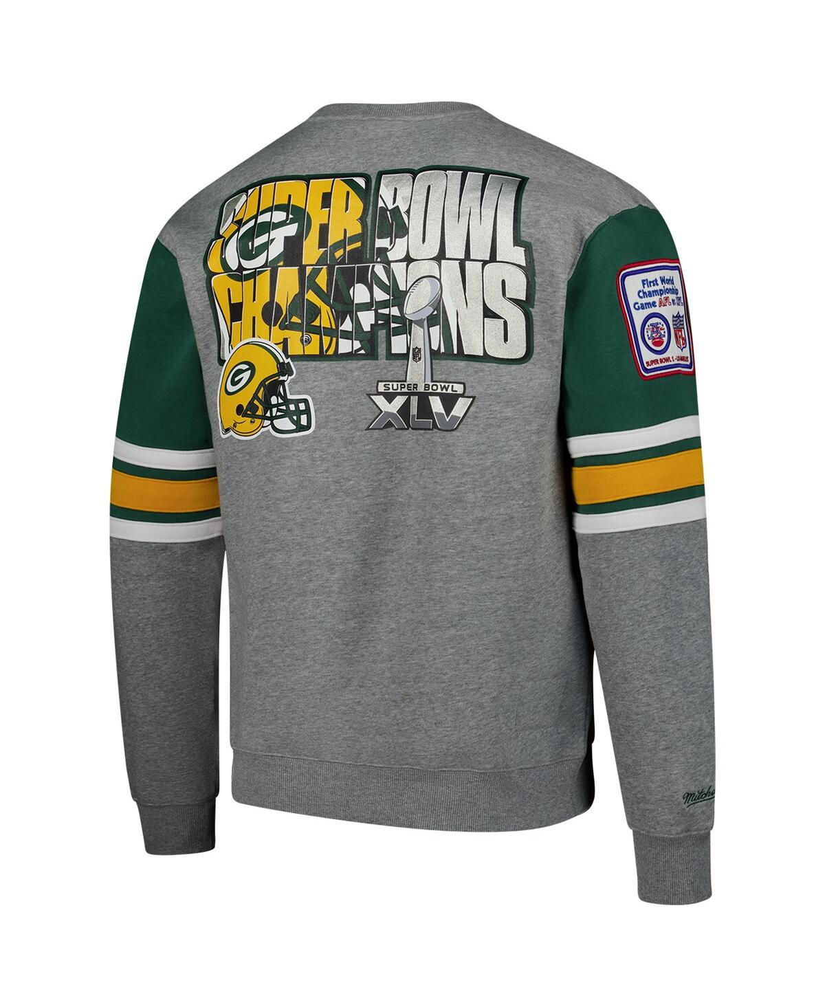 Mitchell & Ness Men'sGreen Bay Packers All Over 4.0 Vintage Logo Pullover Sweatshirt - Heather Gray