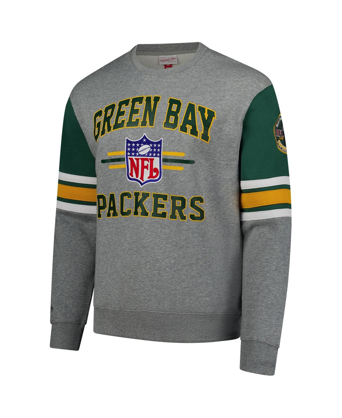 Mitchell & Ness Men'sGreen Bay Packers All Over 4.0 Vintage Logo Pullover Sweatshirt - Heather Gray