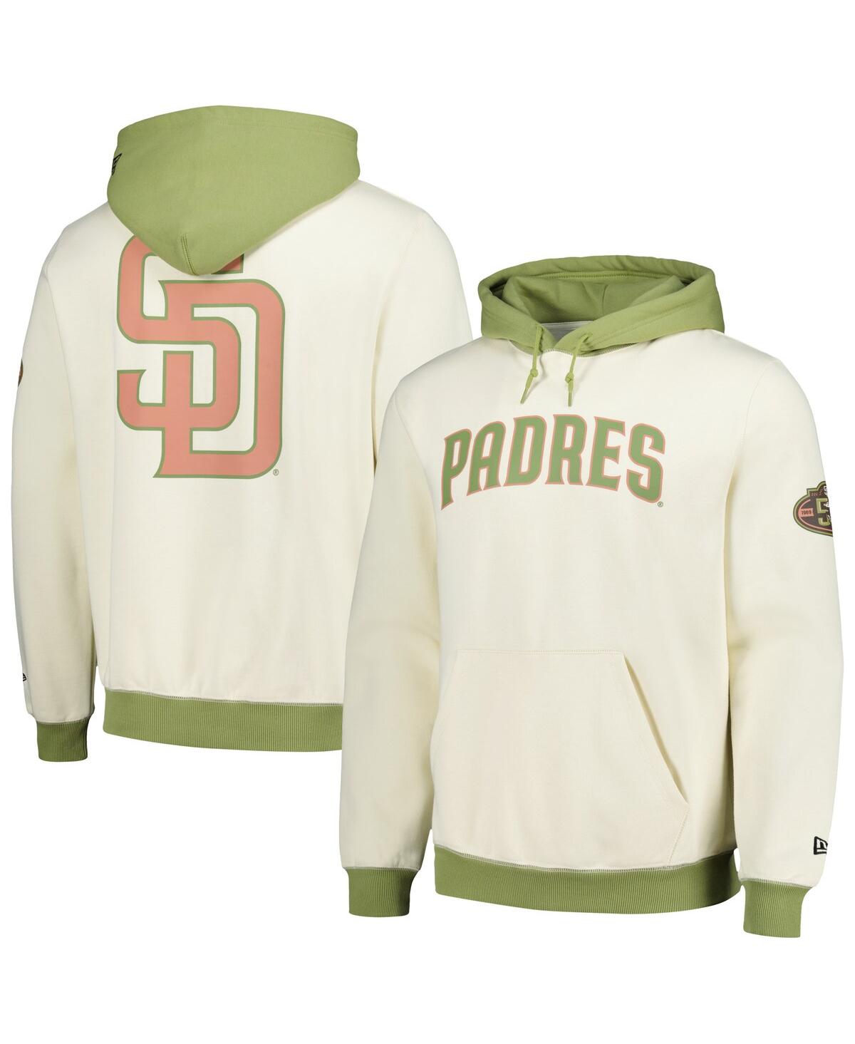 New Era Men's Cream/green San Diego Padres Color Pop Pullover Hoodie In Cream,green