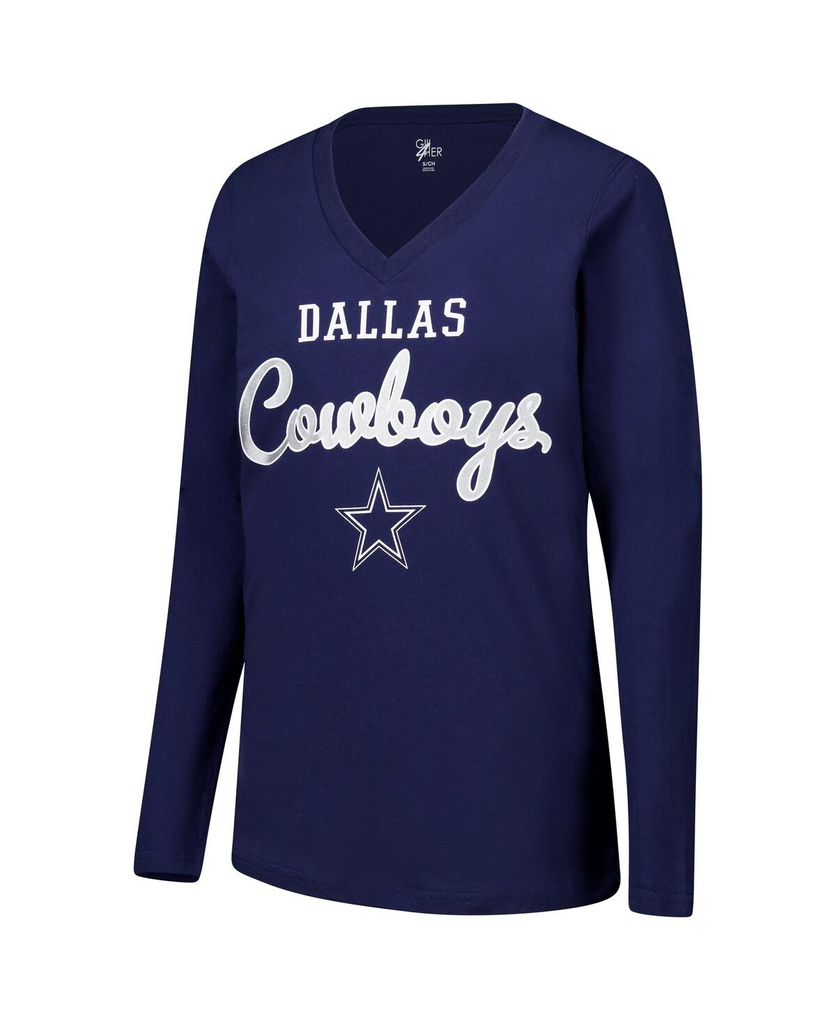 G-iii 4Her by Carl Banks Women'sDallas Cowboys Post Season Long Sleeve V-Neck T-Shirt - Navy