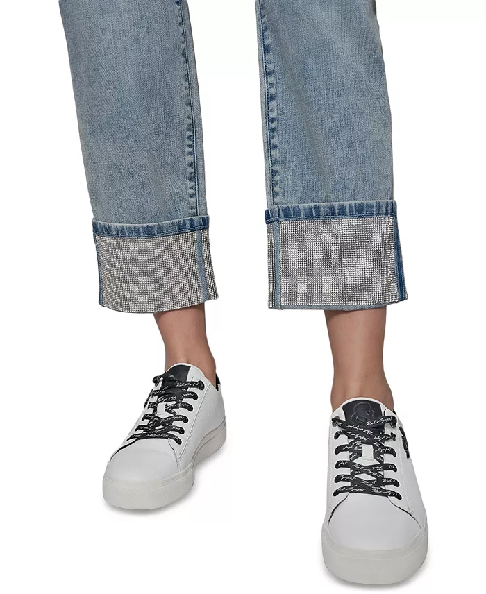 Women's High-Rise Crystal-Cuff Jeans - thumbnail 5
