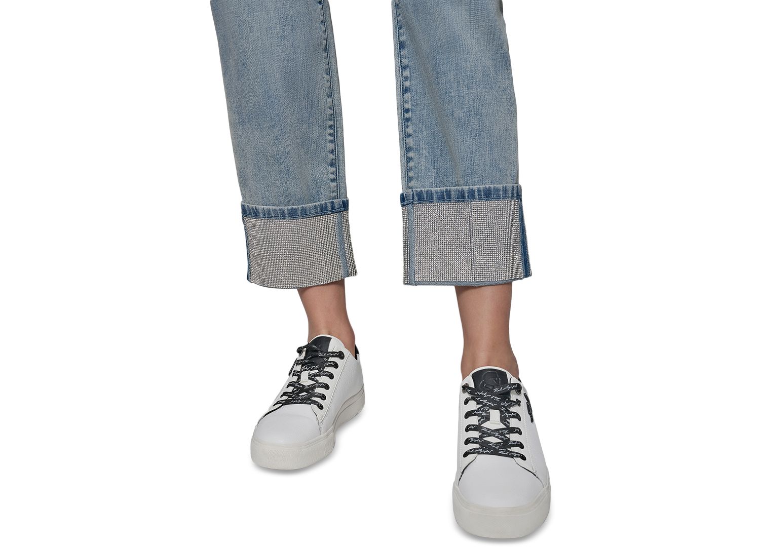 Women's High-Rise Crystal-Cuff Jeans