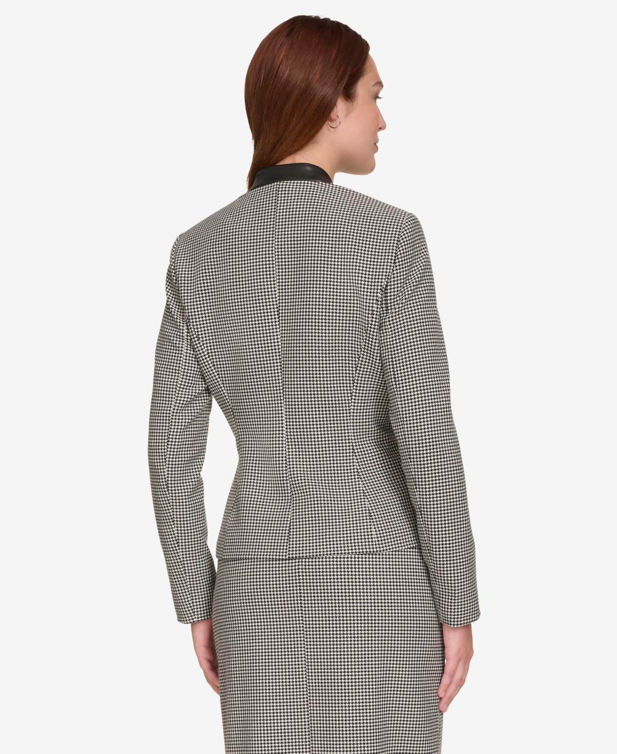 Calvin Klein Women's Houndstooth Blazer -cream