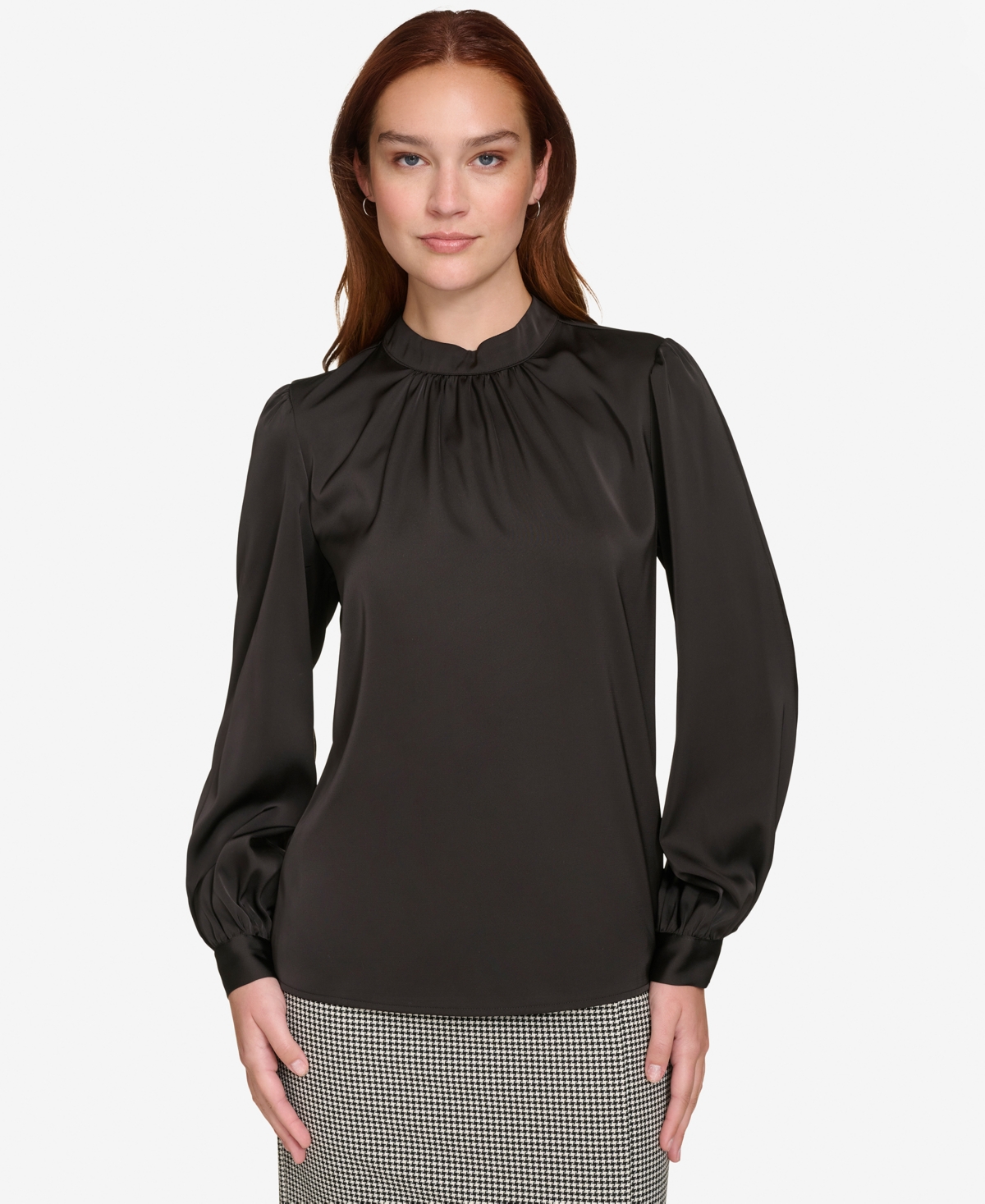 Calvin Klein Women's Long-Sleeve Mock-Neck Blouse