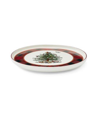 Christmas Tree Tartan Lazy Susan Plate, 13"
