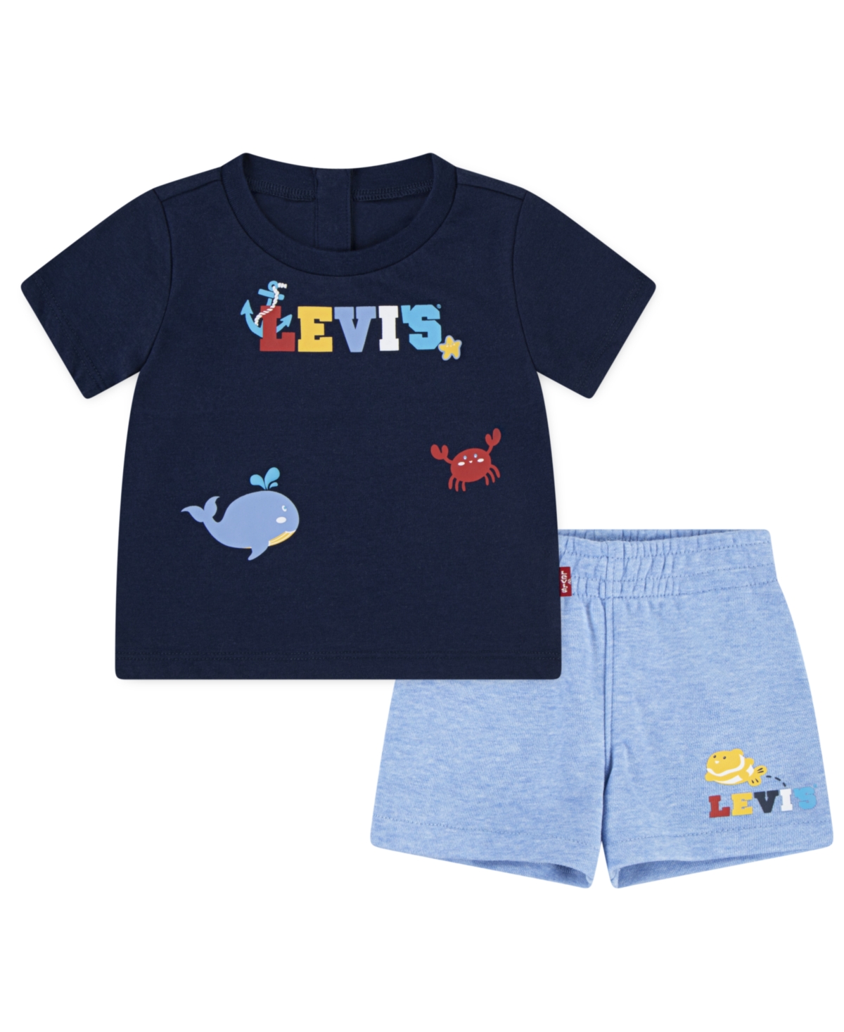 Shop Levi's Baby Boys Coastal Critters Tee And Shorts Knit, 2-piece Set In Dress Blues