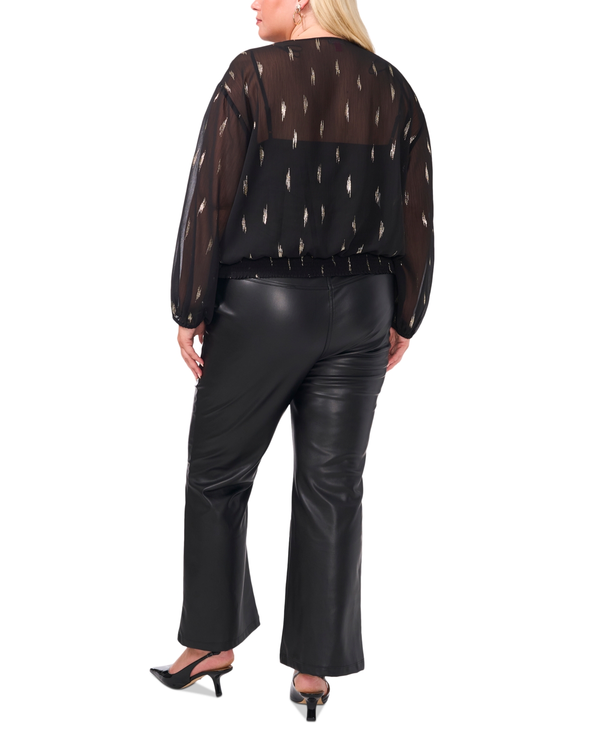 Vince Camuto Plus Size Surplice Long-Sleeve Top with Sequin Camisole