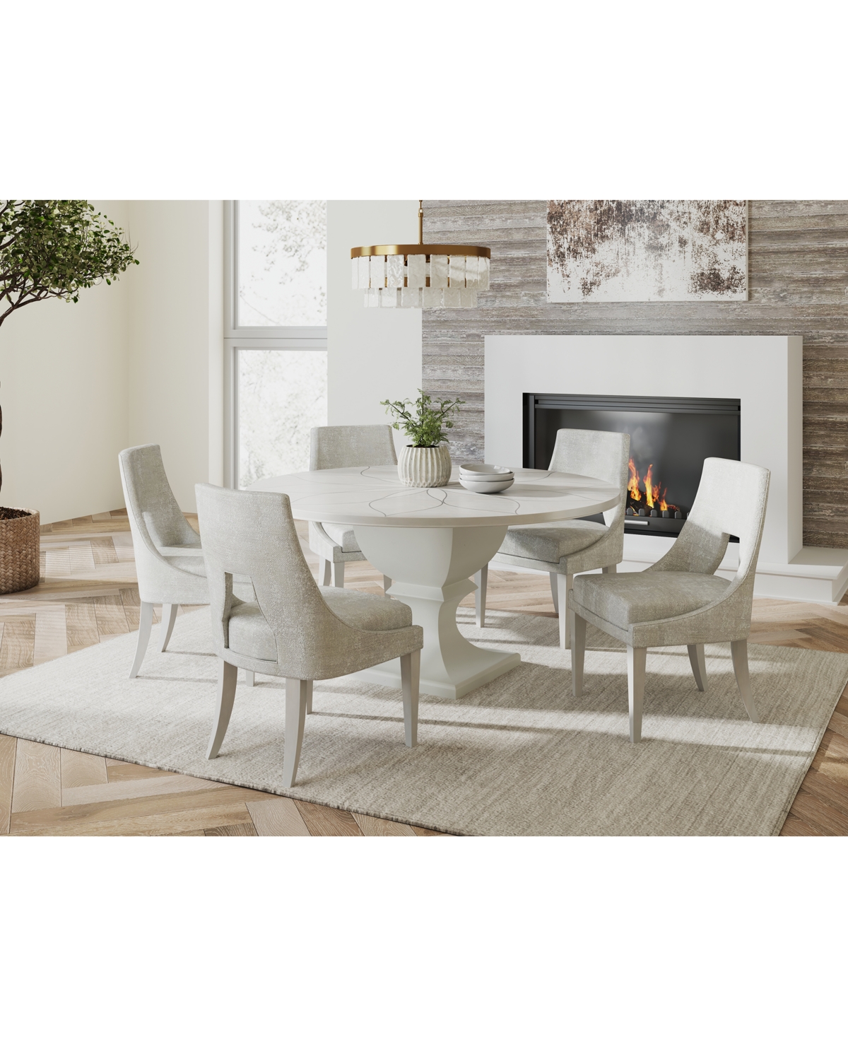Macy's Mezzanine 6-pc. Dining Set (round Table & 5 Side Chairs) In No Color