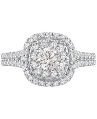 GIA Certified Diamond Double Halo Engagement Ring (1-1/4 ct. t.w.) in 14k White Gold