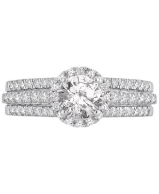GIA Certified Diamond Halo Engagement Ring (1-1/3 ct. t.w.) in 14k White Gold