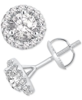 GIA Certified Diamonds - GIA Certified Diamond Halo Stud Earrings (1-1/4 ct. t.w.) in 14K White Gold