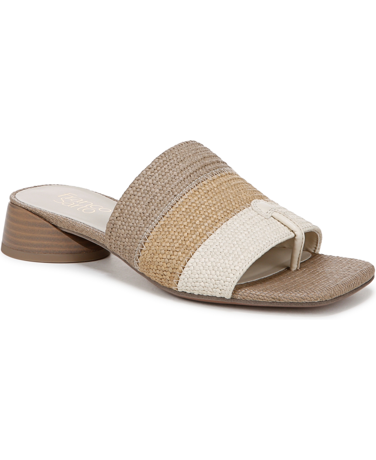 Franco Sarto Women's Loran Stacked Heel Slide Dress Sandals In Multi Beige Raffia