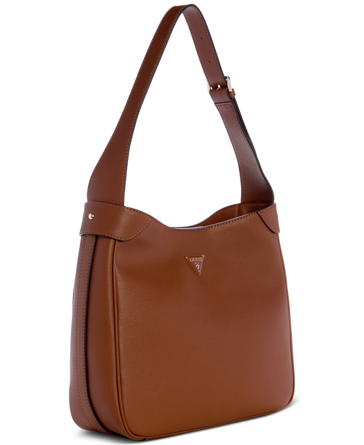 Shop Guess Fedora Medium Hobo Shoulder Bag In Cognac
