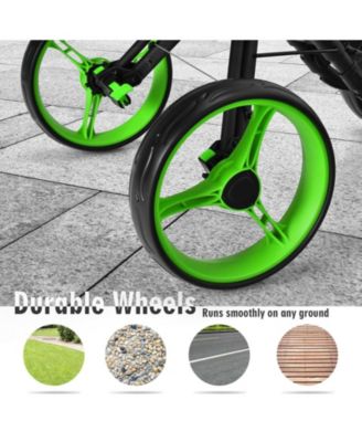 4 Wheels Folding Golf Push Cart W/ Adjustable Handle Foot Brake