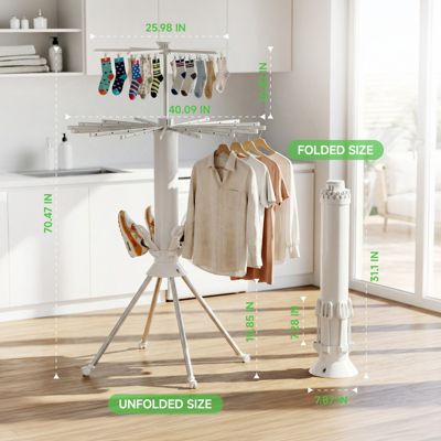 No-Assembly Foldable Clothes Drying Rack with Wheels, Double-Layer Heavy-Duty Laundry Stand for Indoor & Outdoor Use