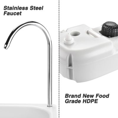 17L Portable Camping Sink w/ Pump & 2 Pcs 24L Water Tank,  Small Handwashing Station For RV Travel Outdoor Party