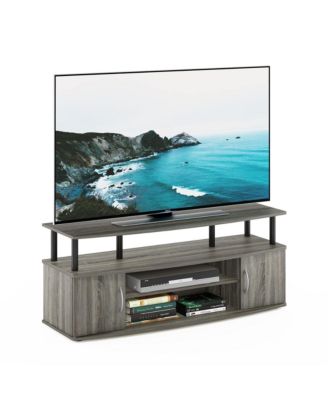 Modern TV Stand Media Entertainment Center for TV's up To 55" w/2-Door Storage Cabinet,French Oak/Black