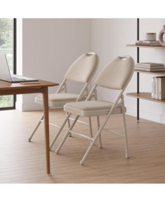 2 Pack, Portable Metal Chairs  Folding Chairs  with Cushions and Non-Slip Feet Pads for Home and Office
