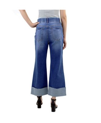 Women's 5 Pockets Wide Cuff Wide Leg Jean