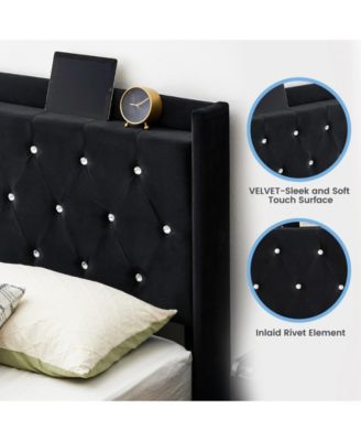 Full Size Floating Bed Frame with LED Lights