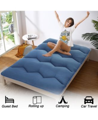 Queen Size Japanese Futon Mattress, Foldable Roll-Up Floor Mat, Tatami & Camping Pad