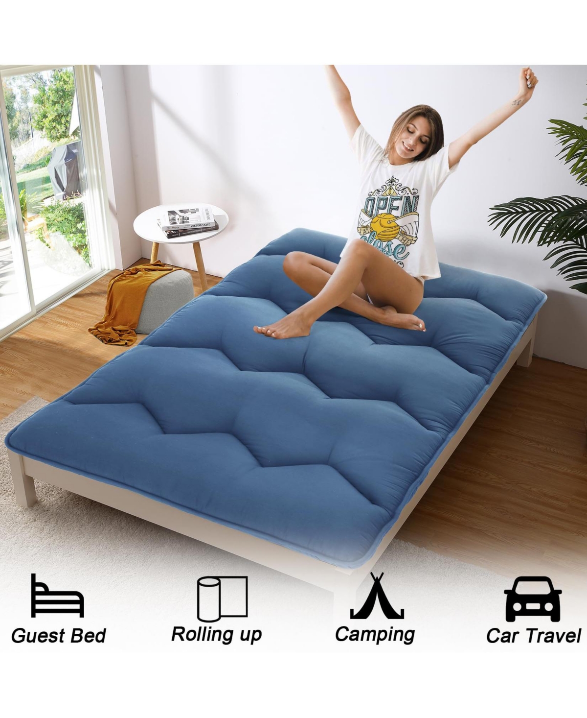 gaomon Queen Size Japanese Futon Mattress, Foldable Roll-Up Floor Mat, Tatami & Camping Pad