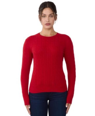 Women's 100% Cashmere Cable-knit Long Sleeve Pullover Crew Neck Sweater