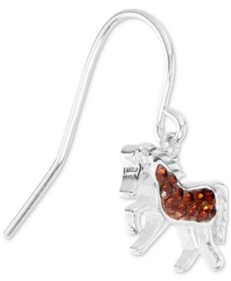 Color Crystal Horse Drop Earrings (1 ct. t.w.) in Sterling Silver