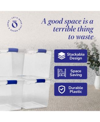 31 Quart Heavy Duty Clear Plastic Stackable Storage Containers, 12 Pack