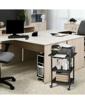 3-tier Adjustable Printer Stand with 360&amp;#xB0; Swivel Casters