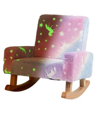 GOUUN Kids Rocking Chair Upholstered Flannel Children Rocker with Solid ...