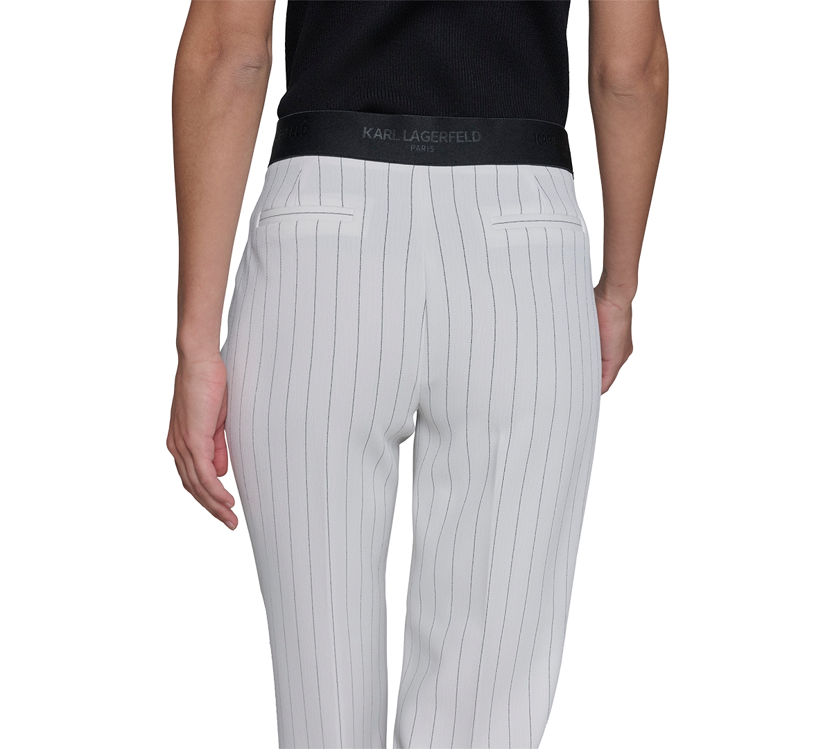 Karl Lagerfeld Paris Women's Slim Pinstripe Pants - White  Black