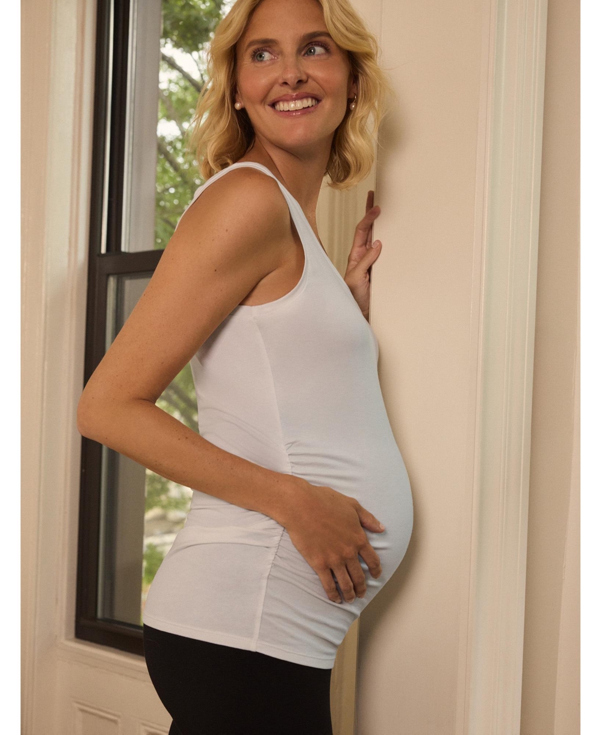 Women's Scoop Neck Side-Ruched Maternity Tank Top - Motherhood Maternity