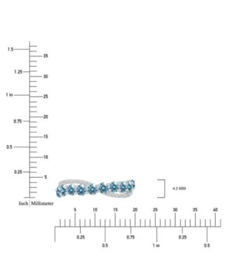 Blue & White Cubic Zirconia Crossover Statement Ring in Sterling Silver