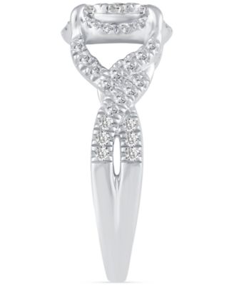 Diamond Cluster Engagement Ring (3/4 ct. t.w) in 14k White Gold