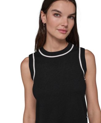 Women's Contrast-Trim Sleeveless Sweater