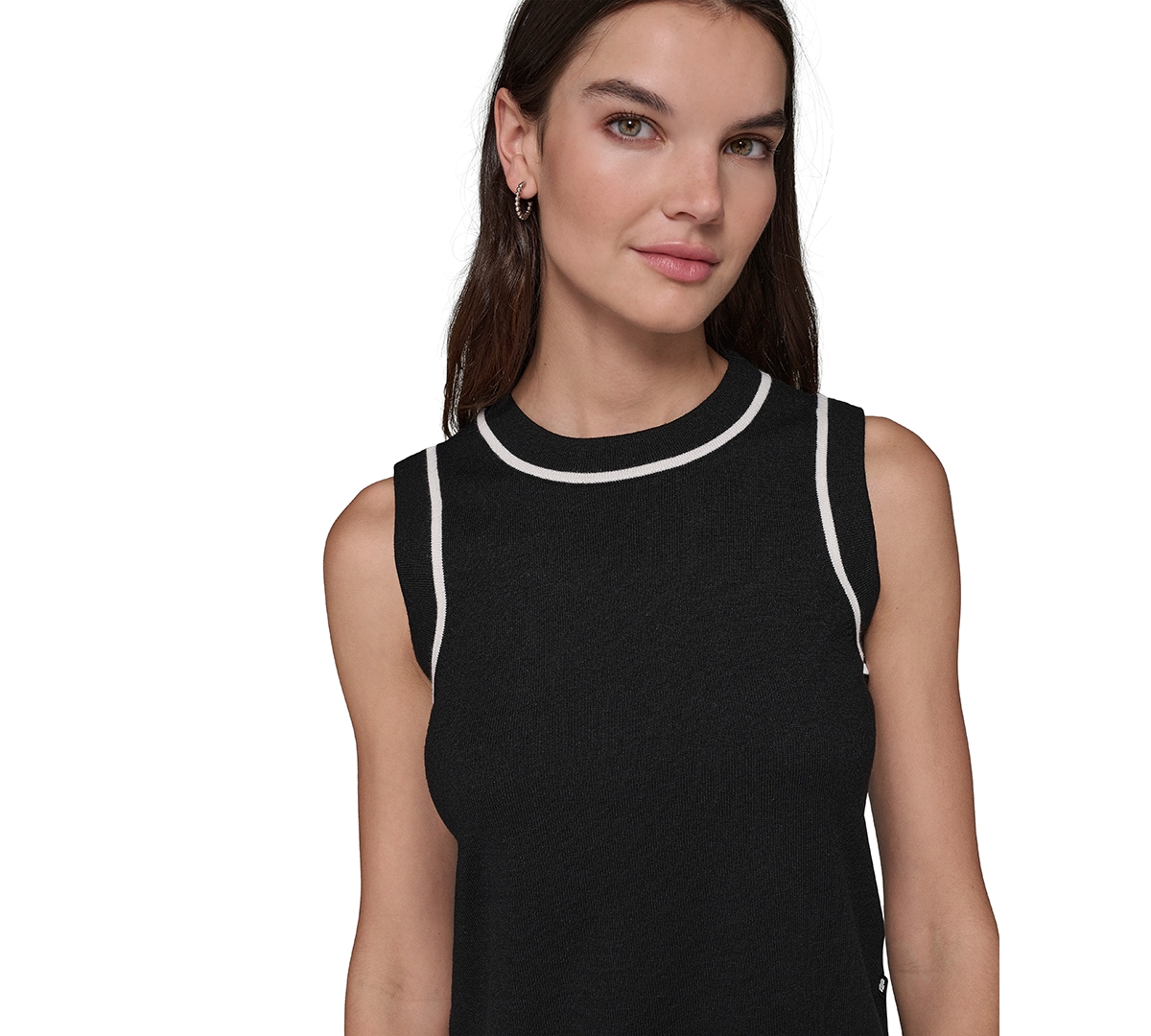 Karl Lagerfeld Women's Ribbed Sleeveless Sweater In Black