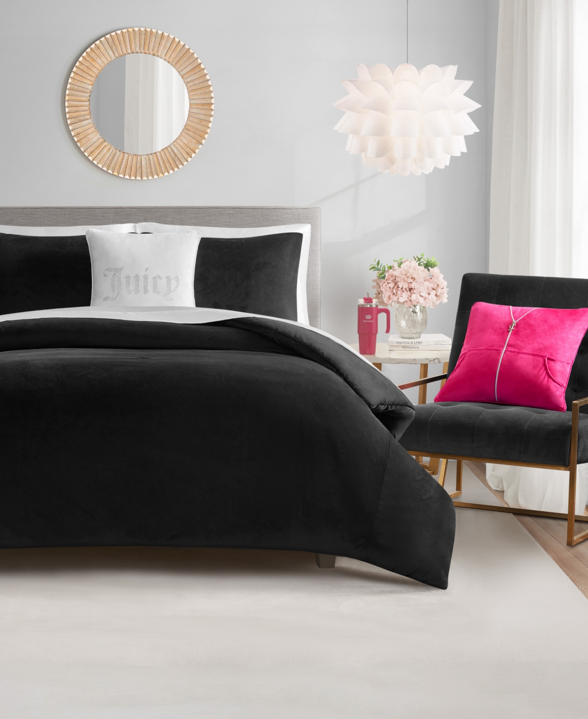 Juicy Couture Velour 3-pc. Comforter Set, Twin/twin Xl In Black