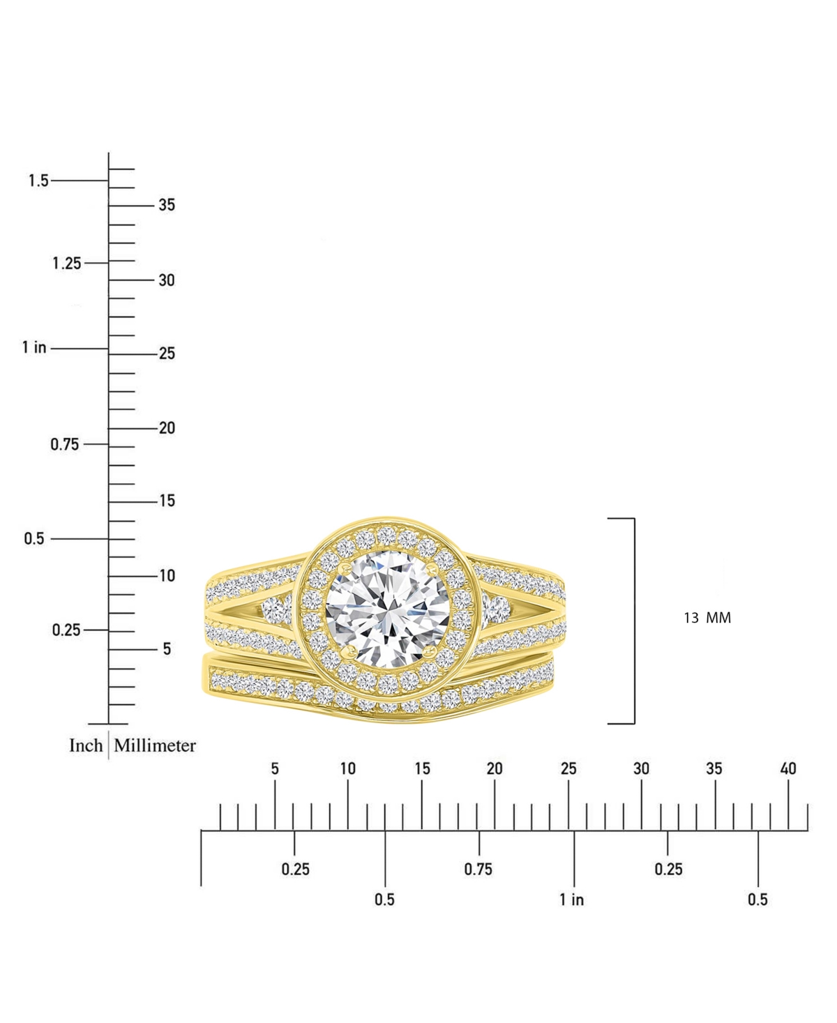 Macy's Cubic Zirconia Halo Tapered Split Shank Bridal Set In Gold