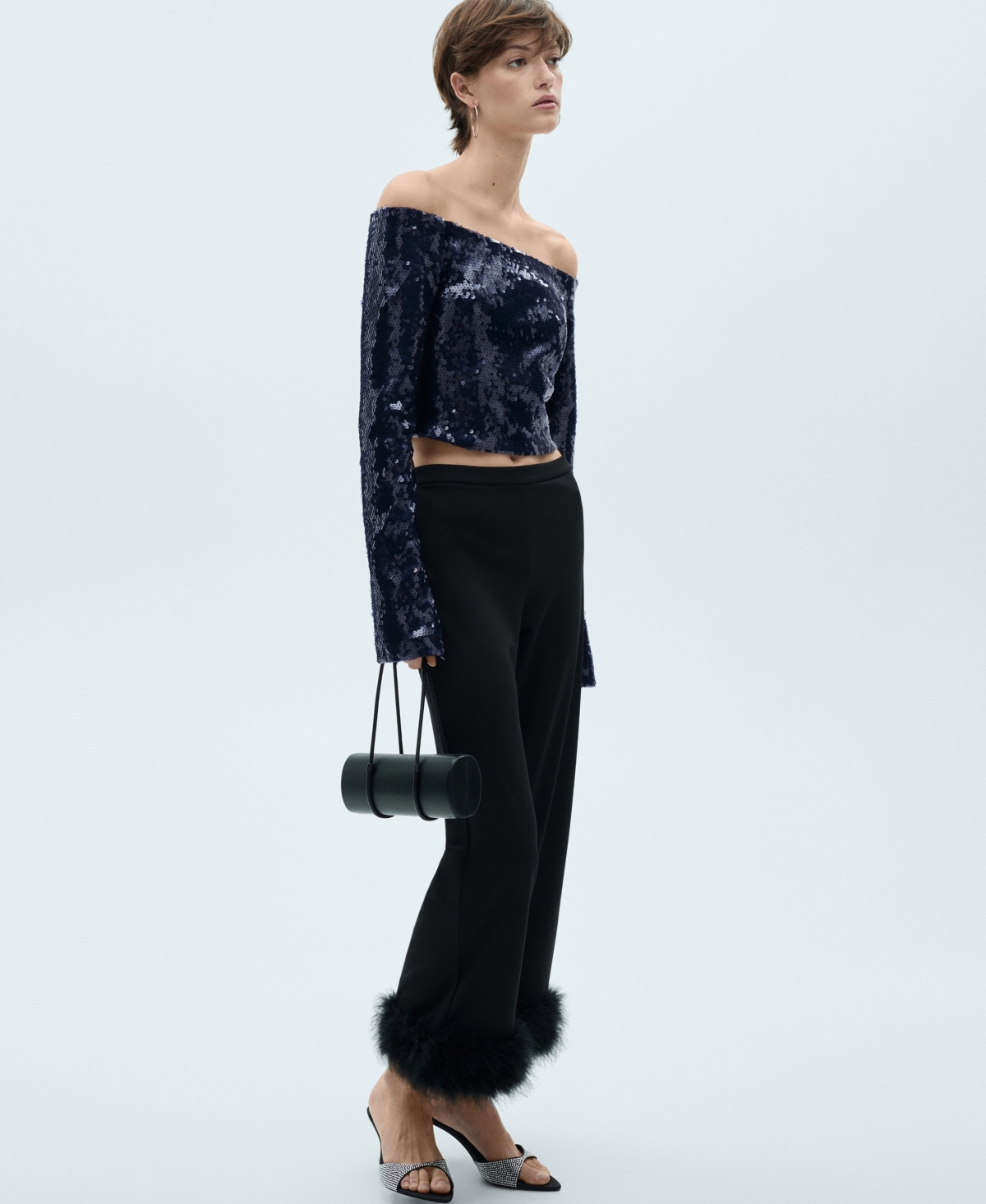 Mango Women's Off-The-Shoulder Sequined Blouse
